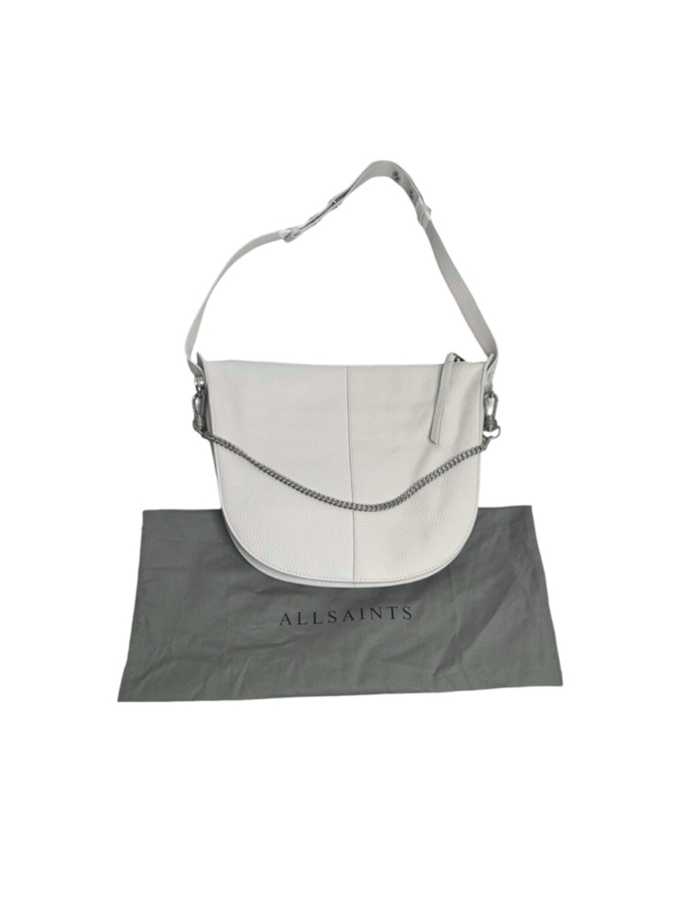 ALLSAINTS Blake Leather Shoulder Bag Pampas White Silver Hardware *FLAWED* - Picture 6 of 16